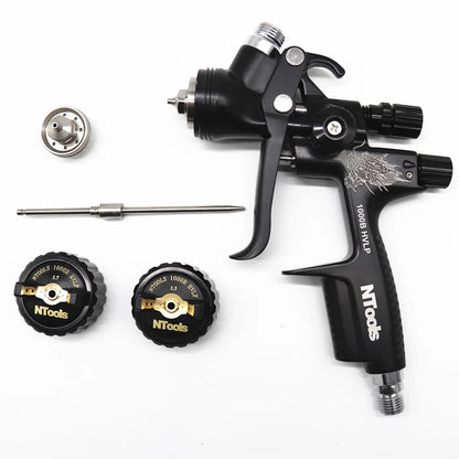 Pistola pulverizadora hvlp com adaptador e tanque misto, pistolas de pintura para reparo de carro, bico de 1.3 e 1.7mm para pintura, pistola de ar à base de água