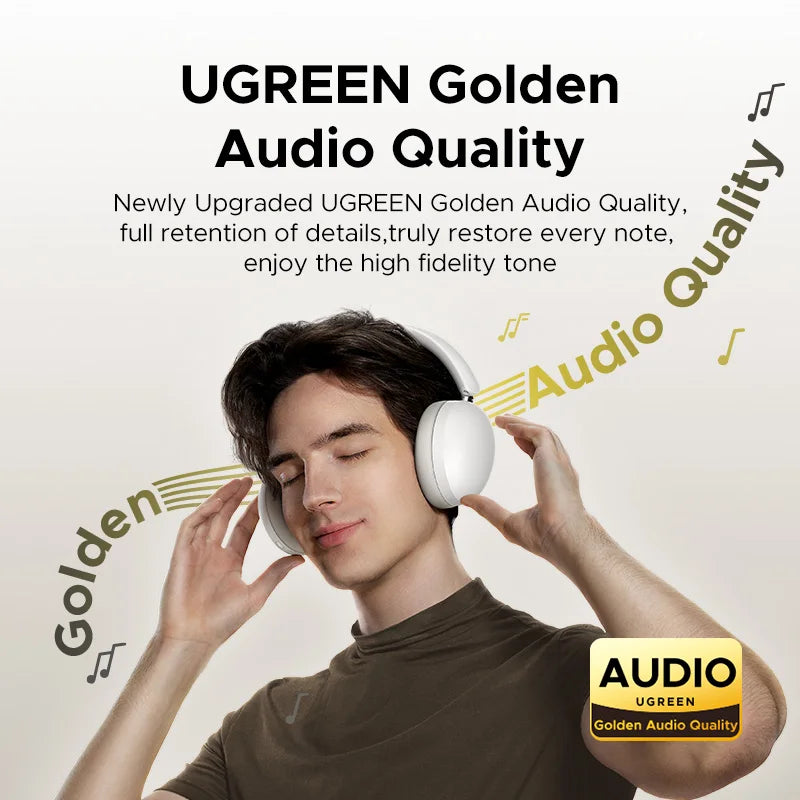 UGREEN Wireless Bluetooth Headphones, 80H Playtime, HiFi Stereo Over-Ear Headphones with Microphone, Bluetooth 5.4