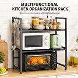 3-Tier Microwave Oven Rack Shelf Kitchen Countertop Oven Rack Expandable Seasoning Storage Rack Stand Storage Tableware Racks
