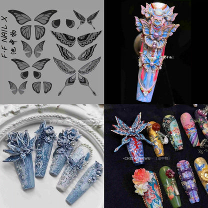 1pc  Snake Flamingo Jellyfish Dragon Dtream 3D Acrylic Mold  Nail Art DIY  Silicone  Nail Art Templates Nails Mold