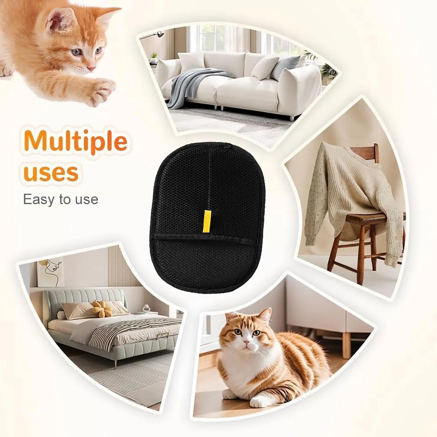 Magic Pet Static Hair Removal Gloves  Brush Hair Remover  Cat Hair Removal Tool  Hair Removal Brush Hair Removal Gloves