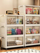 Storage Cabinet Folding Storage Box Home Living Room Toy Cabinet Storage Rack Snack Cabinet Installation-Free Kitchen Storage Cabinet Folding Storage Cabinet Organizer