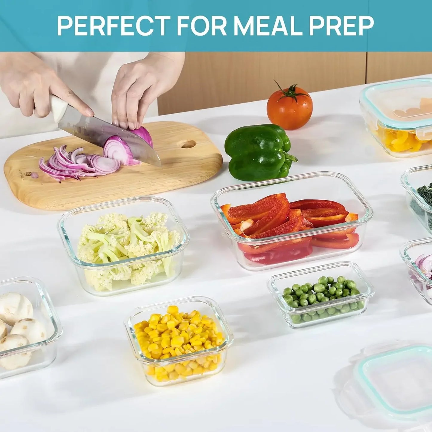 Glass Food Storage Containers Kitchen Organizer, Bento Lunch Boxes，Storage Vegetable Fruit Kitchen Accessories