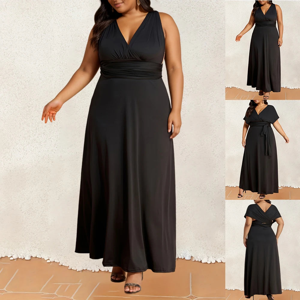 Women Sexy Lacing Up Plus Size Dress Formal Occasion Wedding Bridesmaid Party Dress Multiway Wrap Infinity Style Stunning Dress