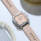 Relógio feminino quadrado minimalista pulseira pulseira de silicone casual