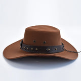 Artificial Suede Western Cowboy Hats Vintage Wide Brim Gentleman Cowgirl Jazz Hat Holiday Party Cosplay Hat