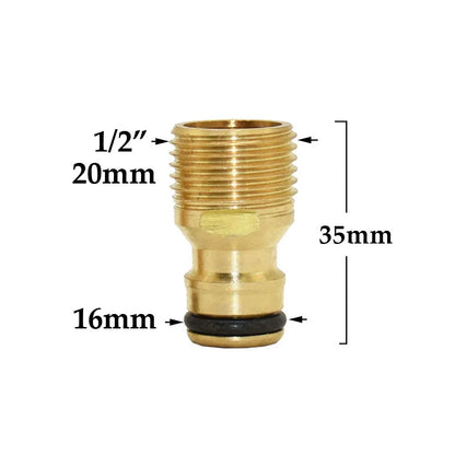 Conector rápido de manguera de latón de 1/2'', 5/8'', 3/4'' y 1'', accesorio de cierre de agua, rosca de cobre, adaptador para pistola de riego de jardín