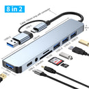 USB 3.0 Type C Adapter Docking Ststion USB 2.0 Port TF SD Card Reader Audio Output Multi-hub Splitter  for Macbook Pro Computer