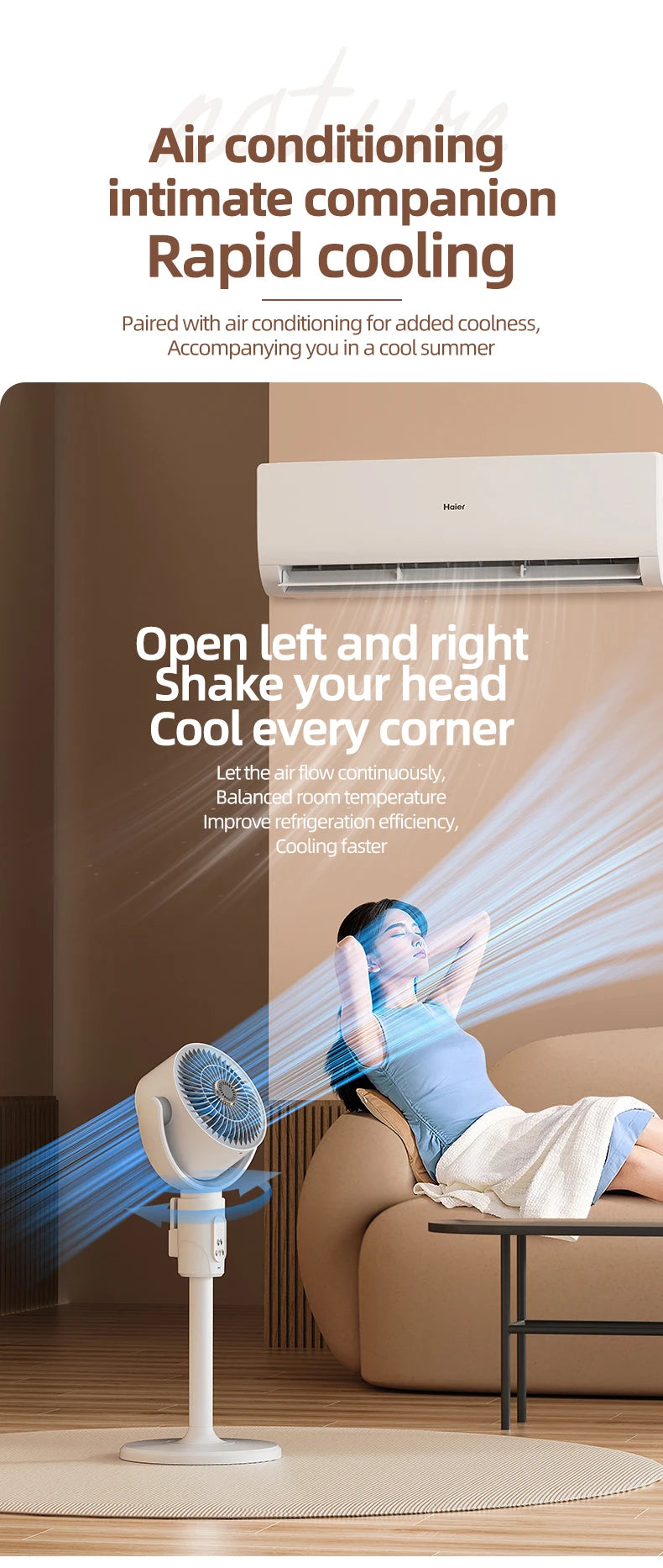 F1 Air Turbine Circulation Fan Floor-standing Fans Adjustable Air Circulating Fan Adjustable Height Timing Control Rechargeab