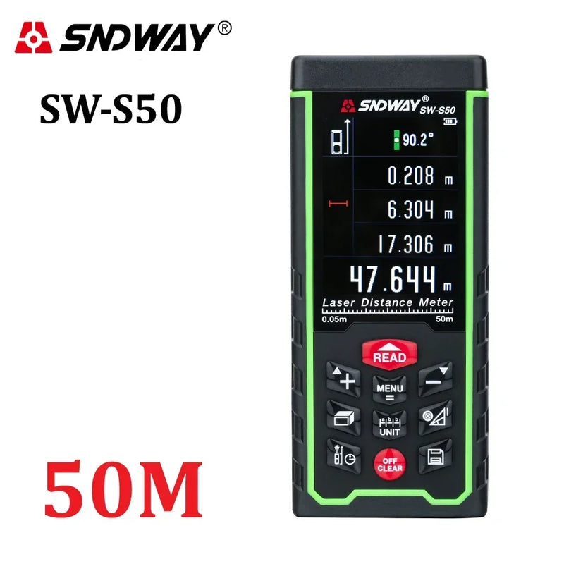 SNDWAY Laser Distance Meter Tape measure Digital Camera Function Laser Range Finder Tape Angle Rangefinder measure Tool