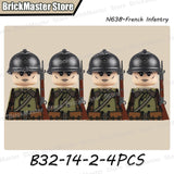 WW2 French Soldier Figure Building Blocks Military War Weapon Medical Officer Army Infantry Warrior Cavalry Gun Bricks Toy Gifts