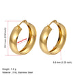 Stainless Steel Earrings for Women, Simple Plain Round Earrings, Gold Color, Wide Fashion Jewelry, Party Gift, 21mm, 31mm, 39mm Width