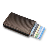 RFID Aluminum Men Wallet Card Holders Purse Carbon Fiber Men Business Slim Thin Smart Wallet Credit Cardholder Case Note Holder