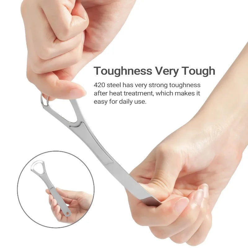 1/2/4 Pcs Reusable Stainless Steel Useful Tongue Scraper Cleaner Fresh Breath Cleaning Coated Tongue Oral Hygiene Care Tools