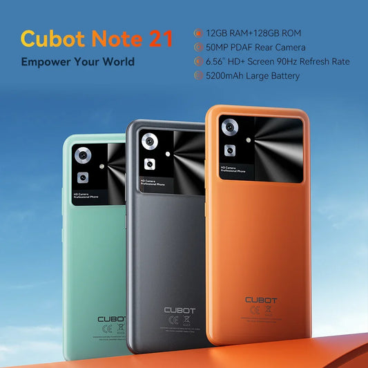 [Estreno mundial] Smartphone Cubot Note 21 de 12 GB + 128 GB, pantalla HD de 6,56", frecuencia de actualización de 90 Hz, batería de 5200 mAh, cámara trasera de 50 MP.