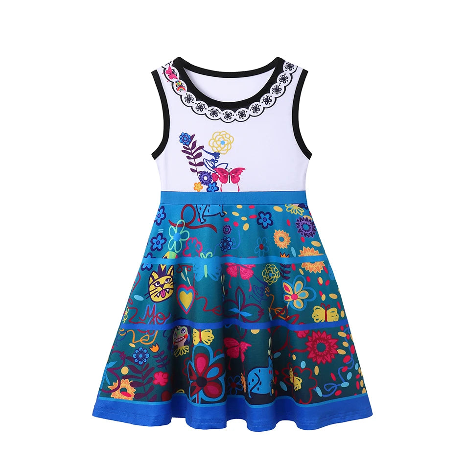 Vestido Casual Infantil para Meninas – Estilo Sereia/Rapunzel, Manga Curta, Alça em um Ombro Só, Fantasia de Princesa, Vestido Casual de Verão