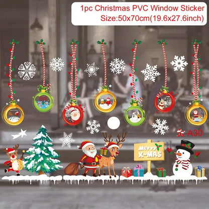 Christmas Window Stickers for Kids Room, Wall Decals, Merry Christmas Decorations for Home, New Year 