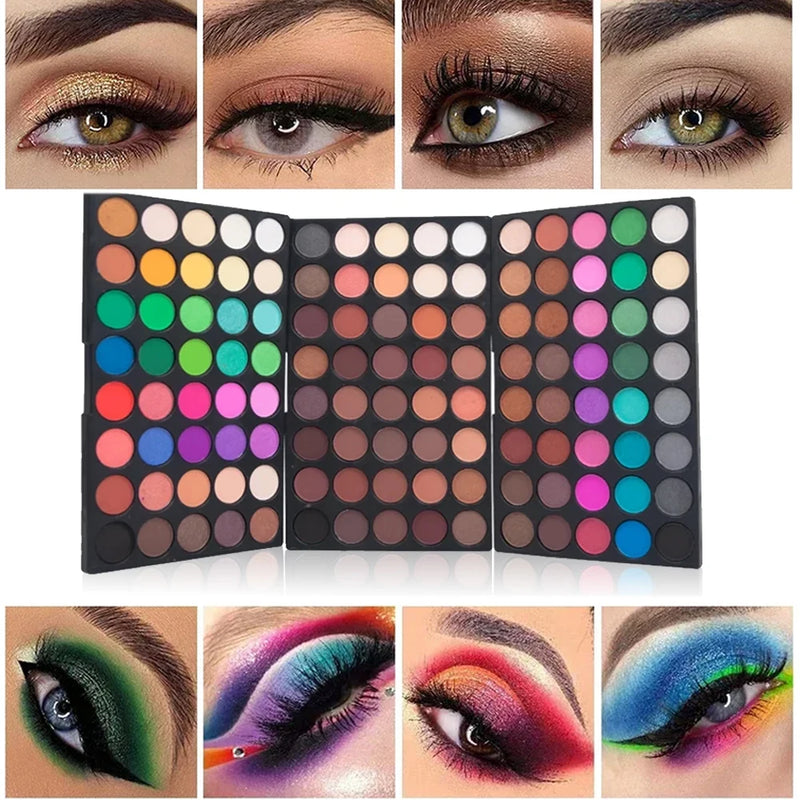 Paleta de sombras fosca brilhante, 120 cores, natural, à prova d'água, duradoura, conjunto de maquiagem com 20 pincéis de maquiagem, kit de cosméticos
