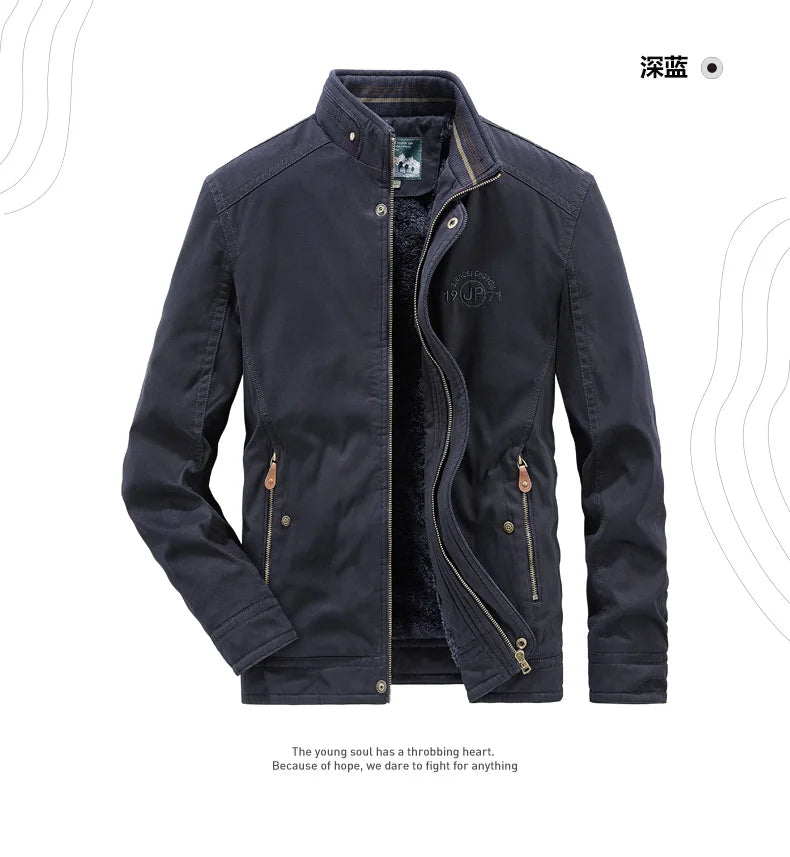 Vintage Thick Wool Parka Men's New 2024 Winter Washed Cotton Fleece-lined Warm Work Jacket Outdoor Camping Hunting Velvet Coats