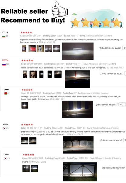 72 CSP 3D 360 H7 Led Canbus Car Headlights Bulbs H9 H8 H11 H4 H1 HB3 9005 HB4 9006 800W Automotive Fog Lights Turbo Mini Lamp 2x