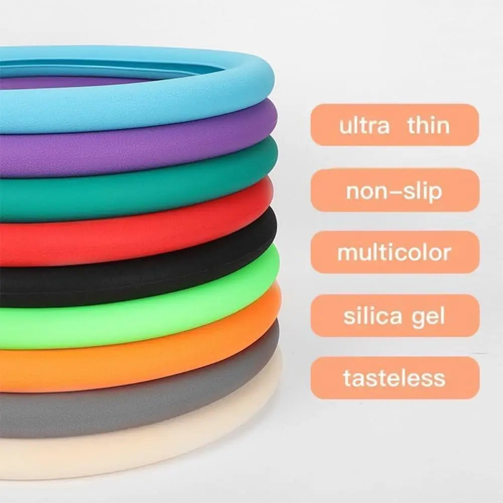 Anti-Slip Silicone Steering Wheel Cover - Universal Fit, Soft & Odorless Fits 14''/15'' Wheels, Durable & All-Season