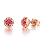 Classic Modern Cubic Zirconia Stud Earrings For Women Simple Rose Gold Color Women's Earing Accessories Fashion Jewelry E270