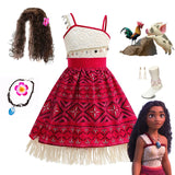Disney Moana 2 Vaiana Costume Girls Princess Dress Children Purim Lace Clothes Kids Cartoon Cosplay Outfits Birthday Party Frock