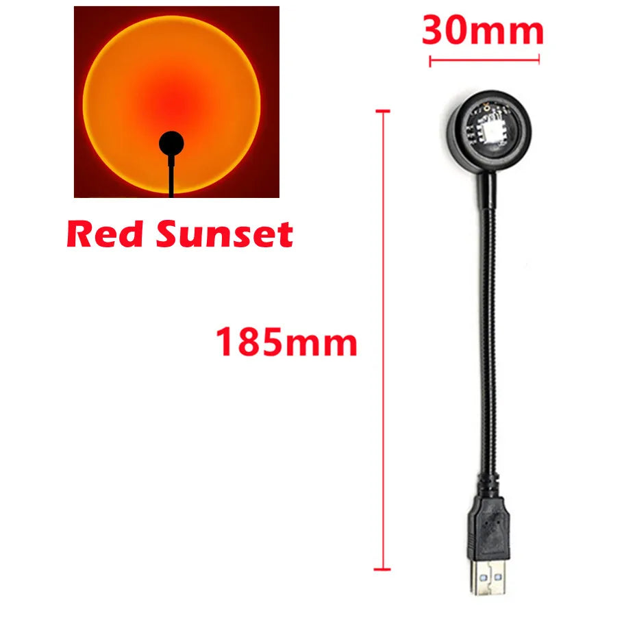 Proyector de lámpara de atardecer LED USB RnnTuu, luz nocturna portátil para decoración del hogar, luz de ambiente para sala de estar, fotografía de pared, luces de neón