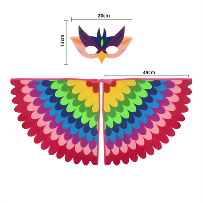 Children Owl Wings Costume Animals Peacock Felt Cloak with Mask for Kids Boys Girls Stage Performance Halloween Party Cape