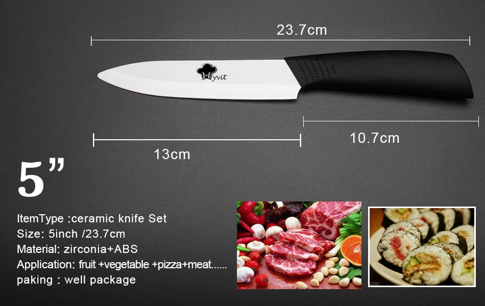 Ceramic Knives Set for Kitchen Paring Utility Slicing Fruit Vegetable Cutter 3 4 5 inch White Zirconia Blade Cooking Tool