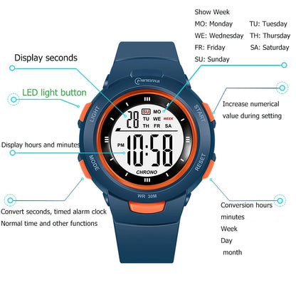UTHAI CE49 Kids Watches Fashion Luminous Waterproof Alarm Clock Smart Watches Boys and Girls Student Electronic Wristwatch Gift