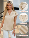 2026 Fashion Summer Casual Shirts Office Lady Tops Mujer Elegant Simple Chiffon Blouse Women Short Sleeve V-Neck Woman Clothes