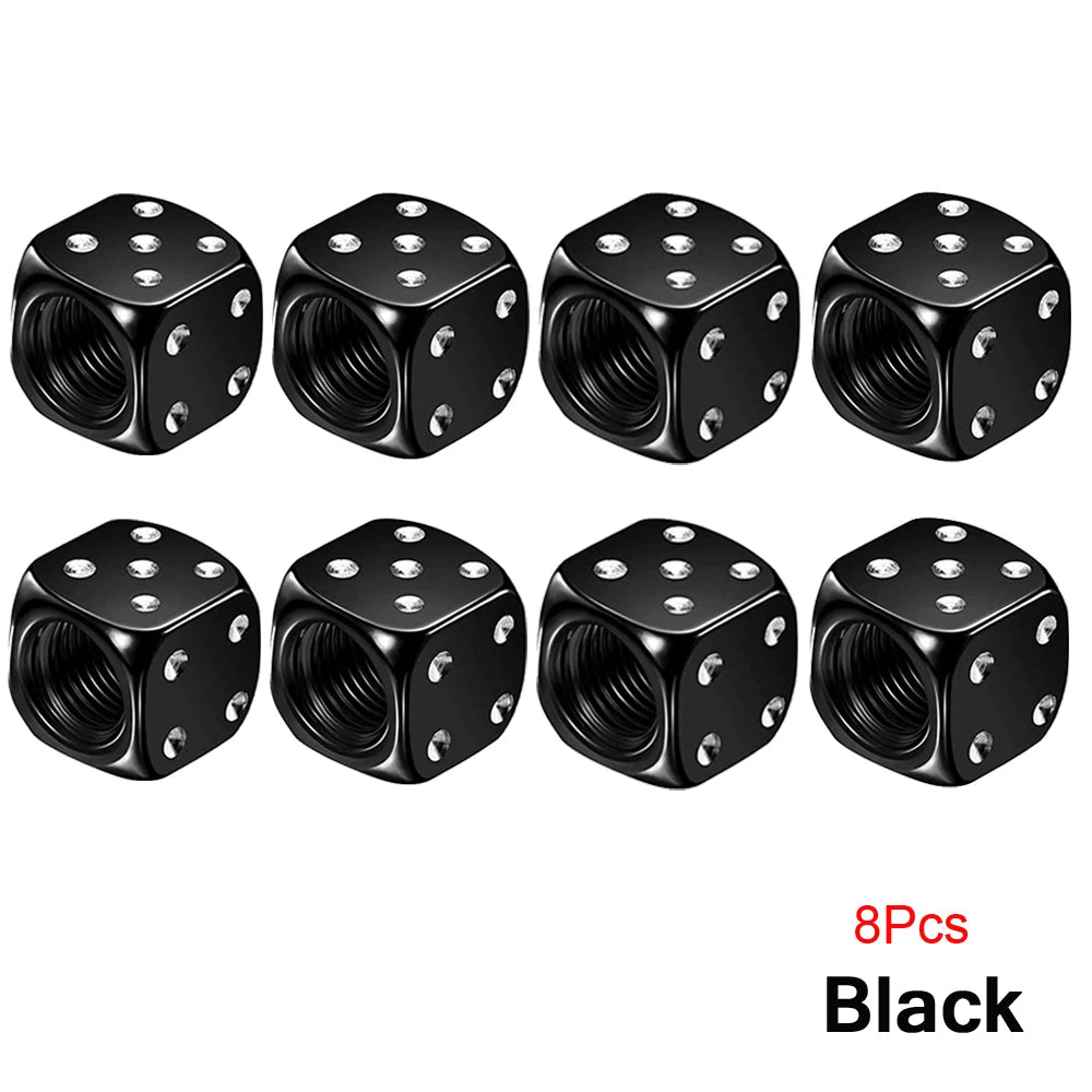 Aluminum Dice Tire Valve Caps Dustproof Car Truck Motocycle Bike Dice Wheel Stem Tyre Tire Wheel Stem Air Valve Dust Cap Cover