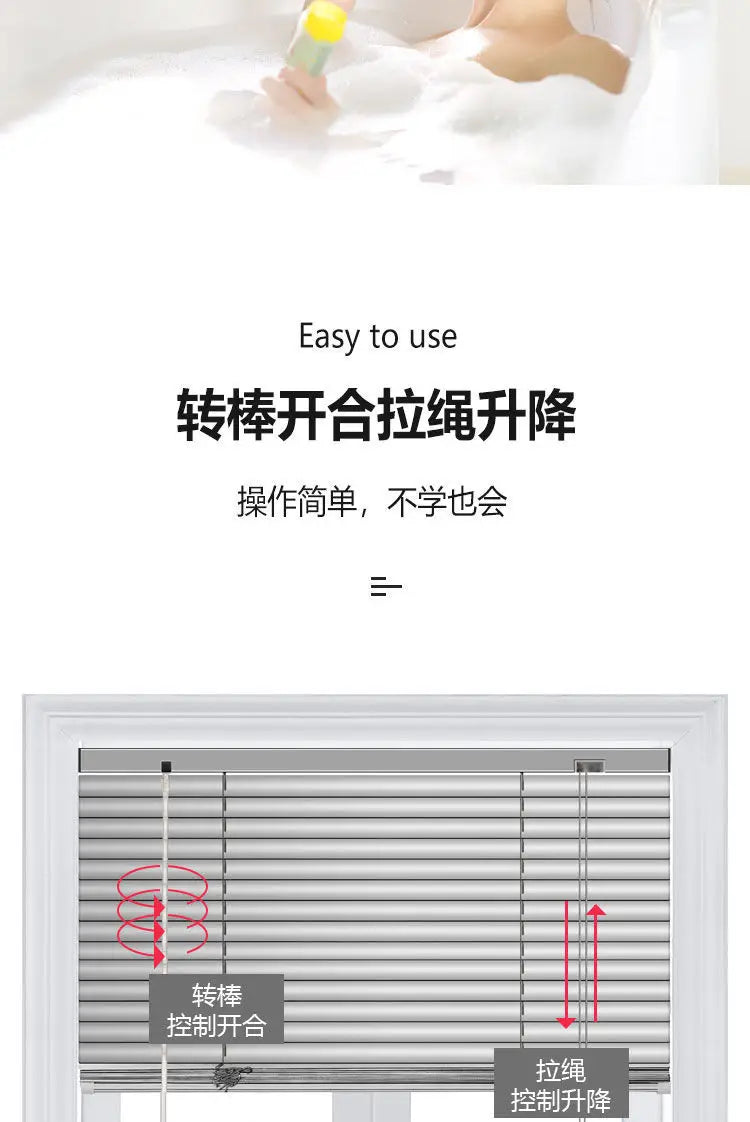 Blind Curtains No Punching Bathroom Toilet Kitchen Office Bedroom Roller Shutter Shading Lifting Rolling and Pulling Type Blinds