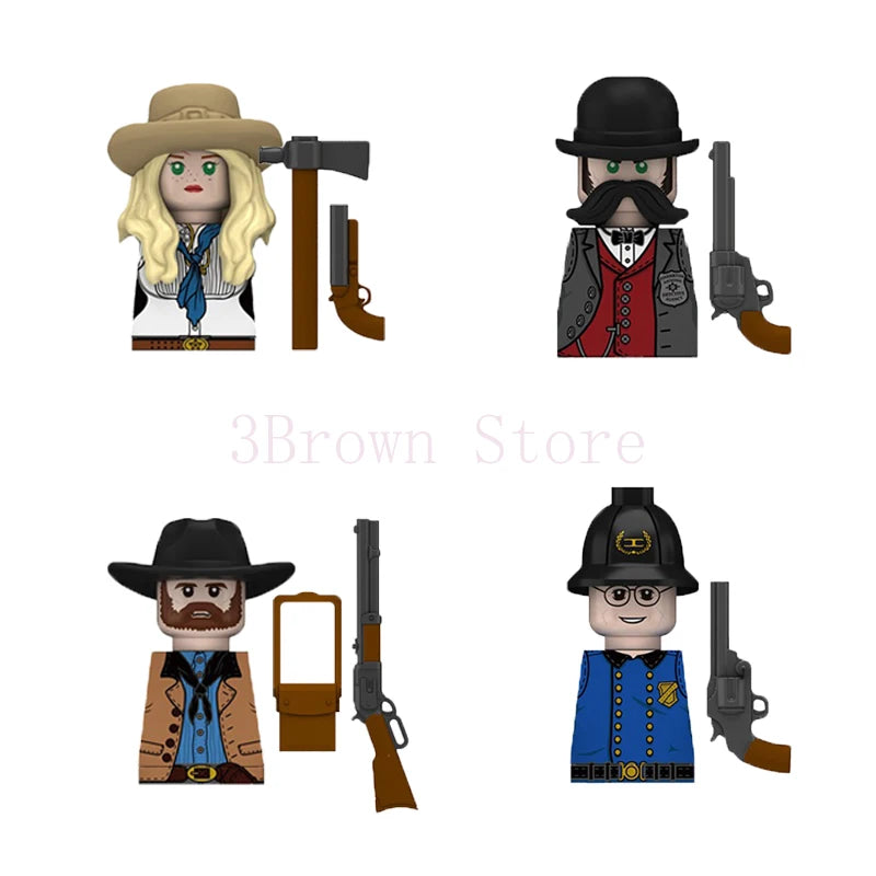 MOC Medieval Building Blocks Castle Knight Western Cowboy Historical Army Cavalry Horse Soldier Gun Kid Toy Gift Brick DIY S040