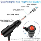 2FT/6FT/12FT 12V Car Cigar Lighter Socket Plug Connector Extension Cord Power Adapter On Off Switch Universal Charger Adapter