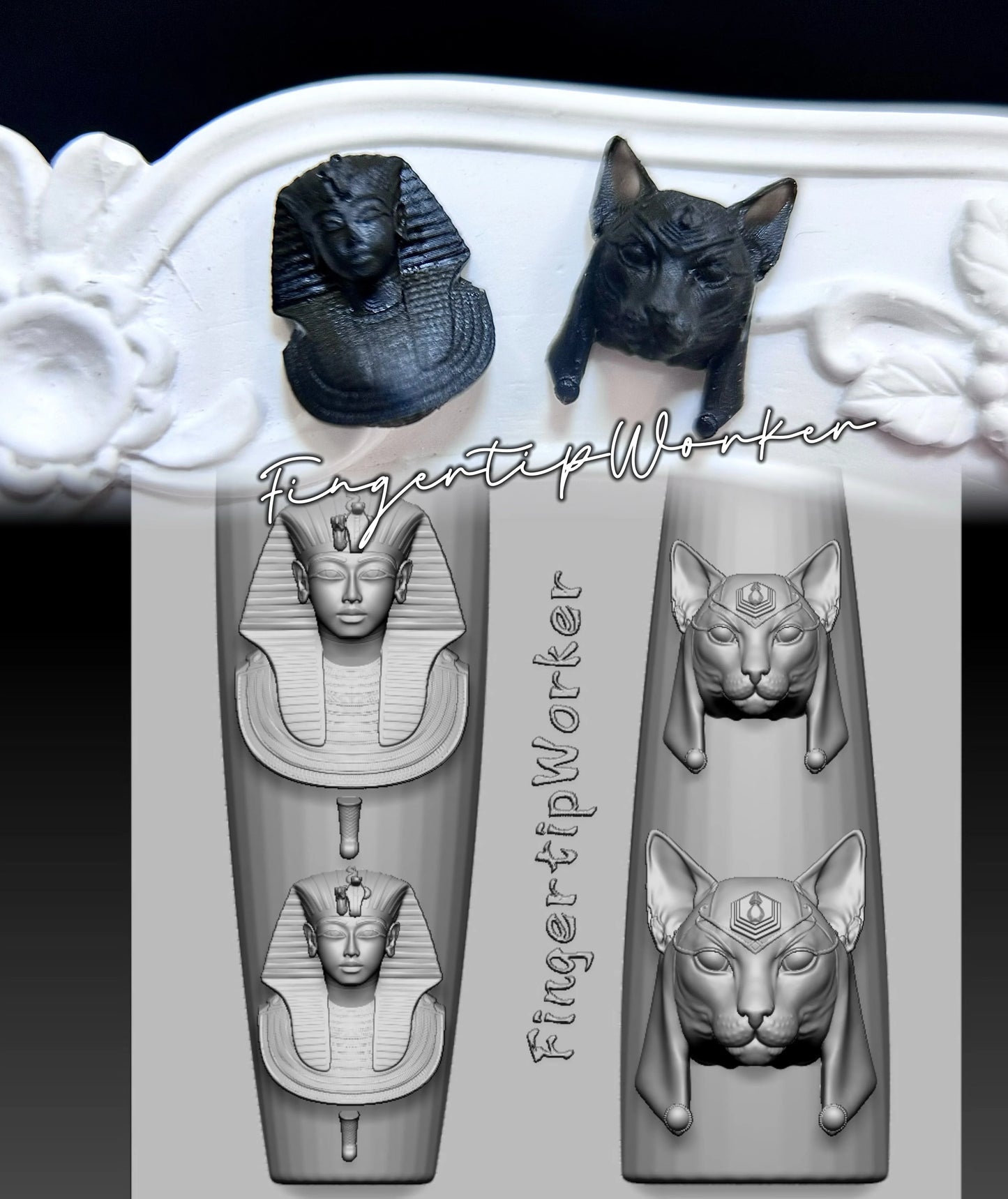 1Pc Chain Ice Flower Fox Spoon Fork Dragon Snake Butterfly 3D Acrylic Mold Nail Art Decorations  DIY Design Silicone Nails Mold