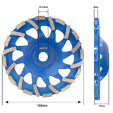 HERZO 7"/180MM Diamond Grinding Cup Wheel Disc Segmented Turbo For Concrete Masonry Marble Polishing Tools