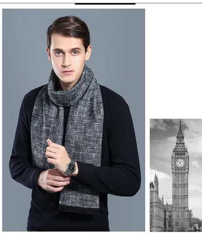 Designer Brand Plaid Men's Cashmere Scarf Winter Warm Scarves Shawls Casual Business Long Wraps Pashmina Christmas Gift for Man