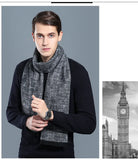 Designer Brand Plaid Men's Cashmere Scarf Winter Warm Scarves Shawls Casual Business Long Wraps Pashmina Christmas Gift for Man