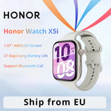 Novo Smartwatch HONOR Watch X5i – Tela AMOLED de 1,97", bateria com 21 dias de duração, chamadas via Bluetooth e monitoramento de frequência cardíaca e oxigênio no sangue.