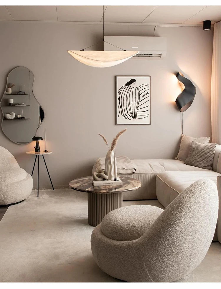 Wabi Sabi Silk Pendant Lamp Modern LED Ceiling Chandelier Light for Living Room Dining Bedroom Indoor Home Decor Light Fixtures
