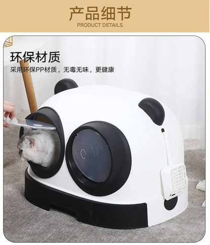 Huge Cute Cat Litter Box Plastic Enclosure Design Portable Enclosure Closed Cats Toilet House Cove Tray Areneros Gatos Pet Items