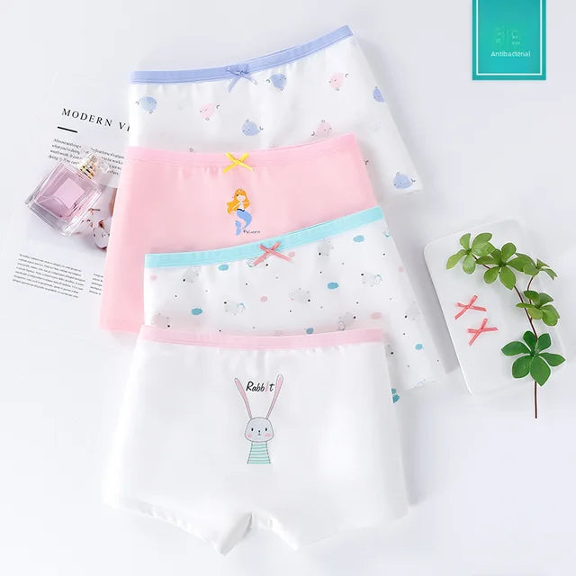 Shorts de boxer de algodão puro infantil, roupas íntimas sem costura sem virilha, cuecas grandes médias, meninas