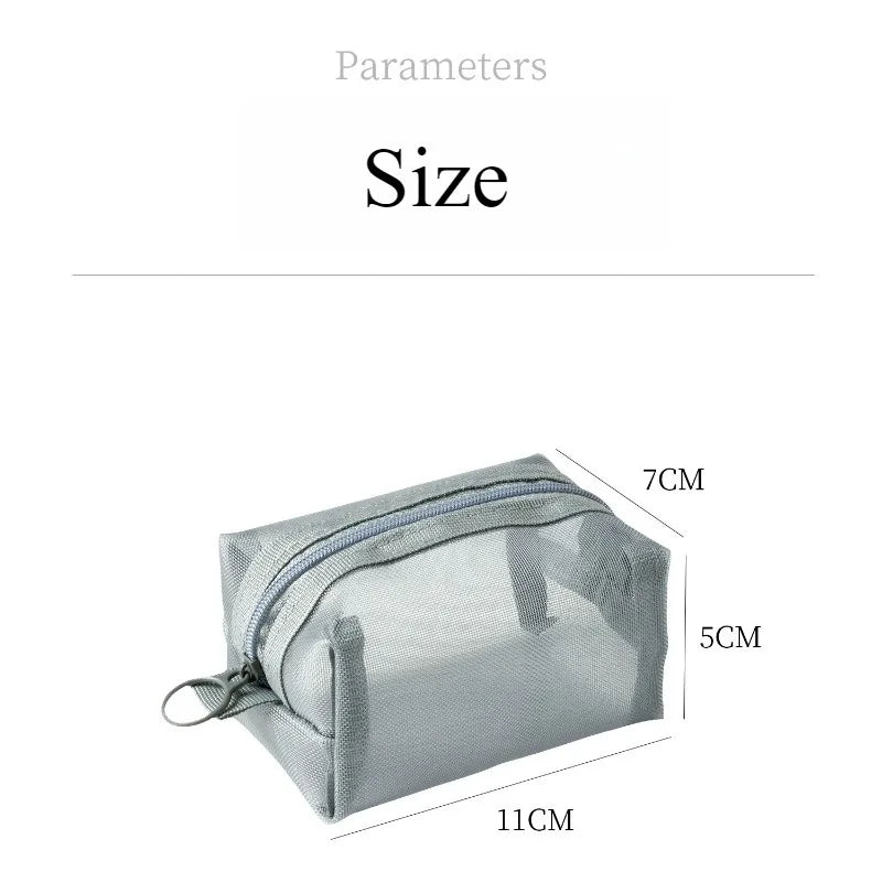 1pc Multifunctional Square Nylon Mesh Storage Bags Travel Portable Urltra-Light Mini Wash Bags Mini Zipper Coin Purse