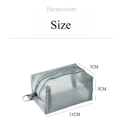 1pc Multifunctional Square Nylon Mesh Storage Bags Travel Portable Urltra-Light Mini Wash Bags Mini Zipper Coin Purse