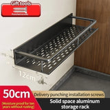Aluminum Kitchen Shelf Wall Mounted Spice Organizer Rust and Moisture Resistant Bathroom Toiletries Storage Racks