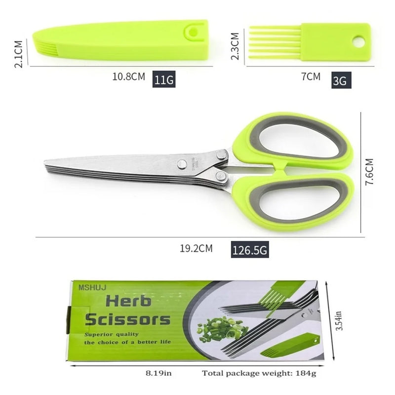 Multilayer Scissors Kitchen Scissors 5 Blades Stainless Steel Onion Cutter Seaweed Spice Herb Chives For Cutting Spices Cooking