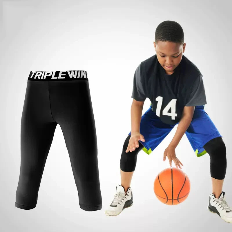 Kids Boy Girl Capri Running Tights Pant Children Basketball Football Soccer Fitness Exercise Sport 3/4 Cropped Legging Shorts J8
