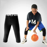 Kids Boy Girl Capri Running Tights Pant Children Basketball Football Soccer Fitness Exercise Sport 3/4 Cropped Legging Shorts J8